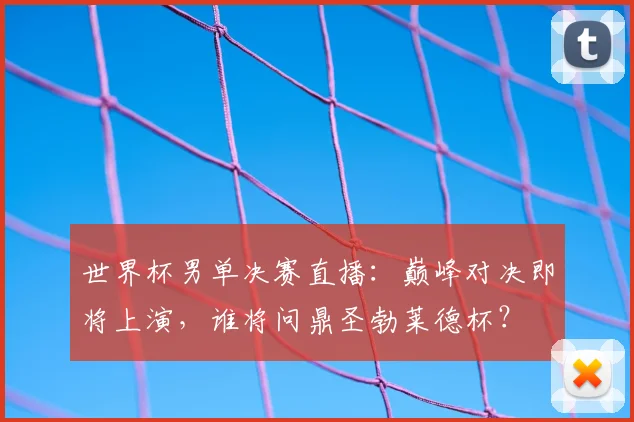 世界杯男单决赛直播:巅峰对决即将上演,谁将问鼎圣勃莱德杯?